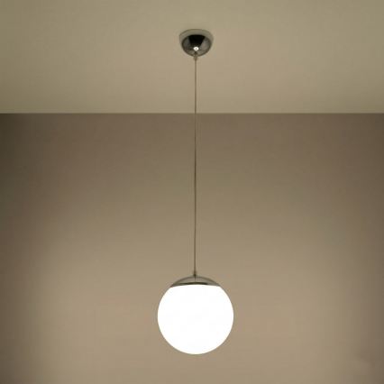 Hanglamp met kabel UGO 1xE27/15W/230V Ø 20 cm wit/glanzend chroom