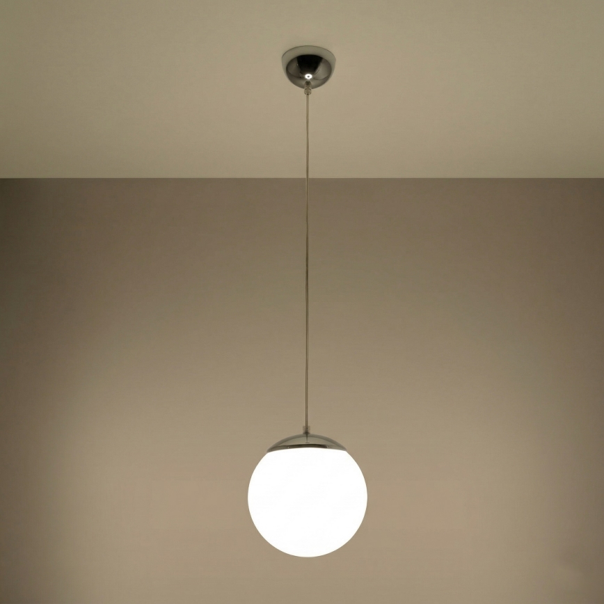 Hanglamp met kabel UGO 1xE27/15W/230V Ø 20 cm wit/glanzend chroom