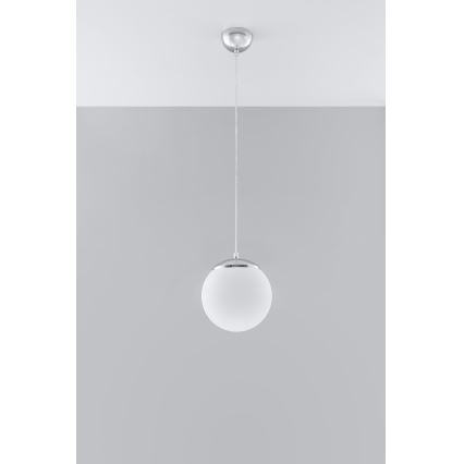 Hanglamp met kabel UGO 1xE27/15W/230V Ø 20 cm wit/glanzend chroom