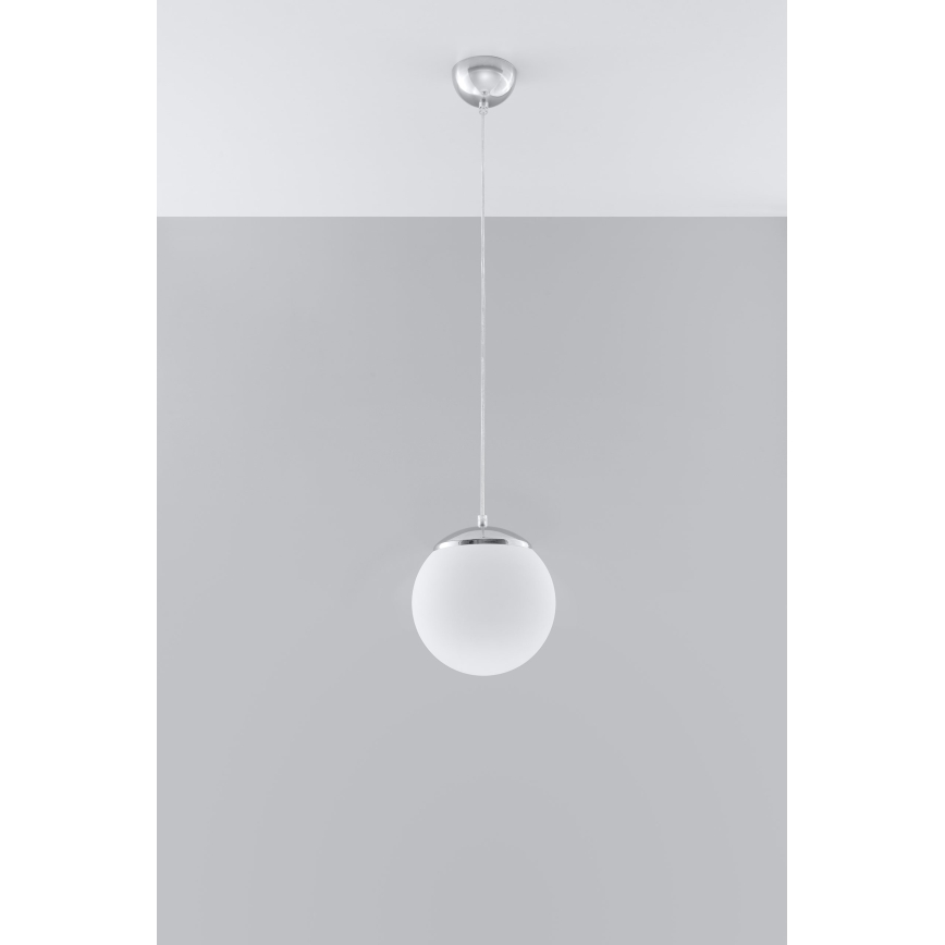 Hanglamp met kabel UGO 1xE27/15W/230V Ø 20 cm wit/glanzend chroom