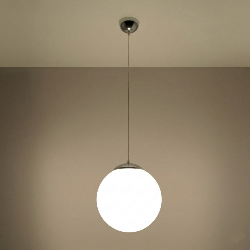 Hanglamp met kabel UGO 1x E27/15W/230V Ø 30 cm wit/hoogglans chroom