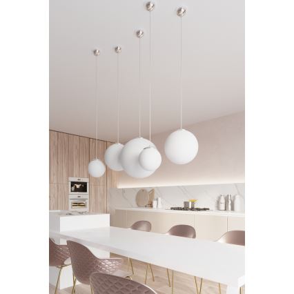 Hanglamp met kabel UGO 1x E27/15W/230V Ø 30 cm wit/hoogglans chroom