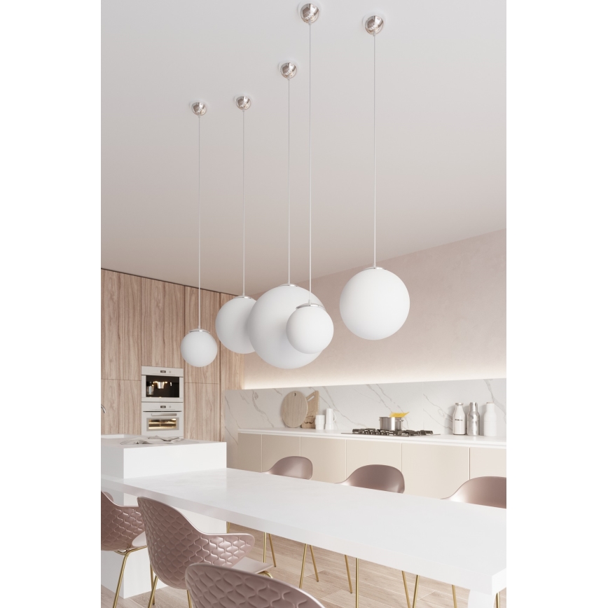 Hanglamp met kabel UGO 1x E27/15W/230V Ø 30 cm wit/hoogglans chroom