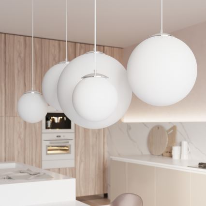Hanglamp met kabel UGO 1x E27/15W/230V Ø 30 cm wit/hoogglans chroom