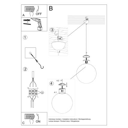 Hanglamp met kabel UGO 1x E27/15W/230V Ø 30 cm wit/hoogglans chroom