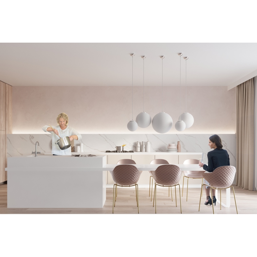 Hanglamp aan kabel UGO 1xE27/15W/230V Ø 40 cm wit/glanzend chroom