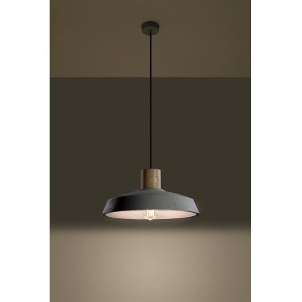 Hanglamp aan een koord AFRA 1xE27/60W/230V grijs/beuken