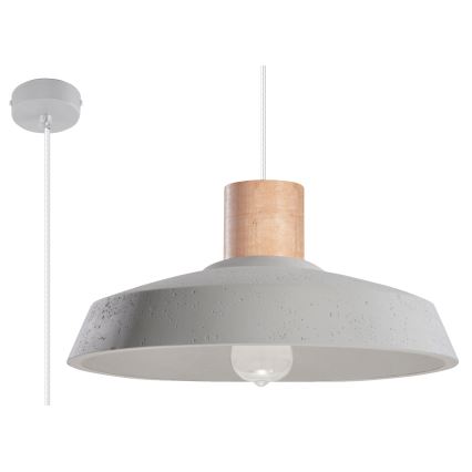 Hanglamp aan een koord AFRA 1xE27/60W/230V grijs/beuken