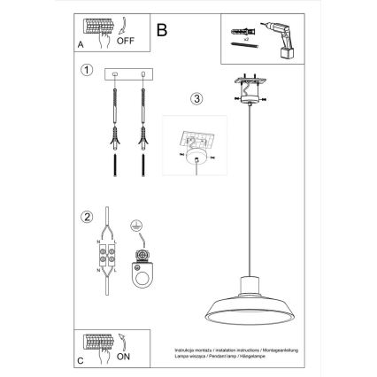 Hanglamp aan een koord AFRA 1xE27/60W/230V grijs/beuken