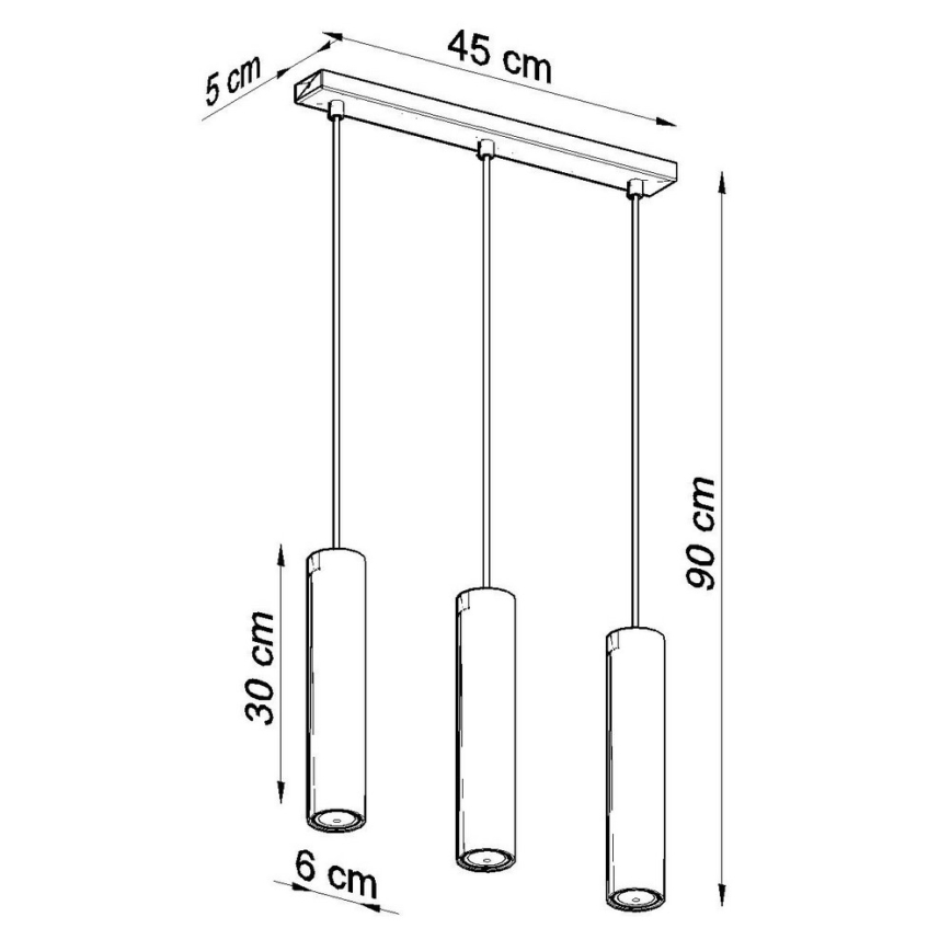 Hanglamp aan een koord LAGOS 3 3xGU10/10W/230V wit