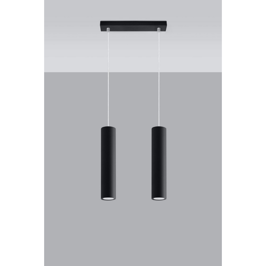 Hanglamp aan een koord LAGOS 2 2xGU10/10W/230V zwart