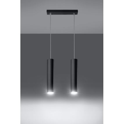 Hanglamp aan een koord LAGOS 2 2xGU10/10W/230V zwart