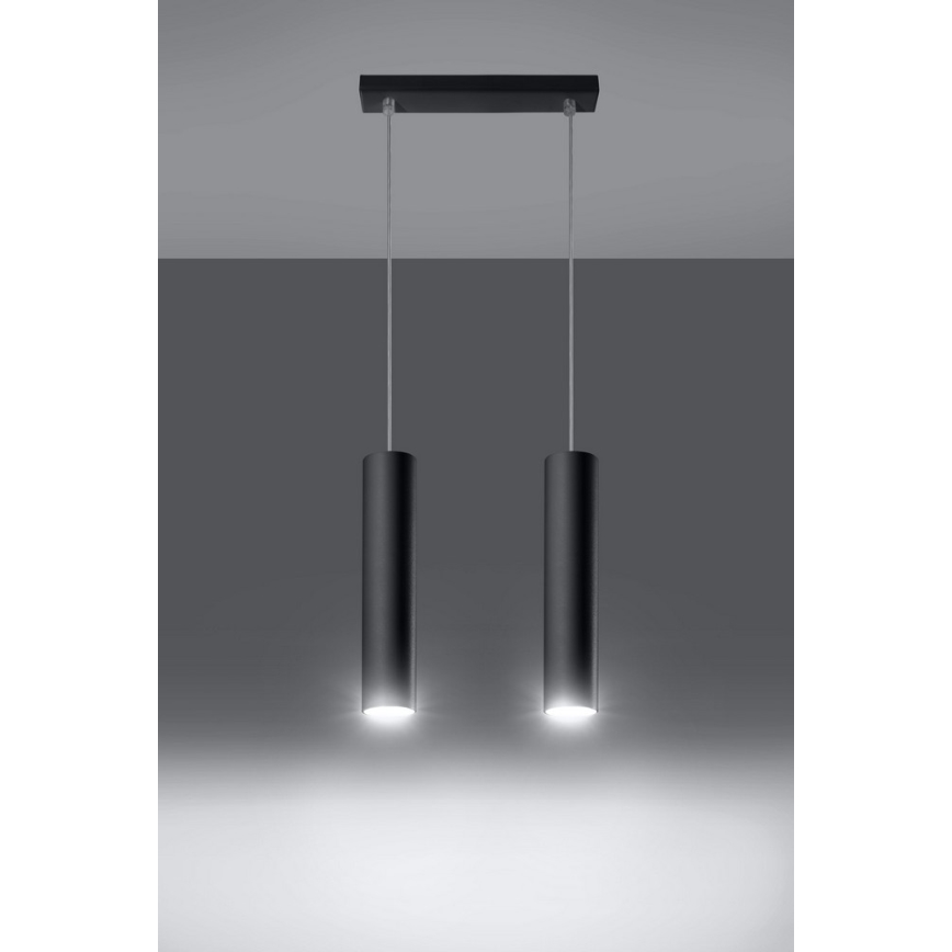 Hanglamp aan een koord LAGOS 2 2xGU10/10W/230V zwart