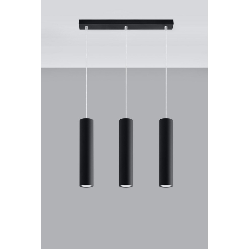Hanglamp aan een koord LAGOS 3 3xGU10/10W/230V zwart
