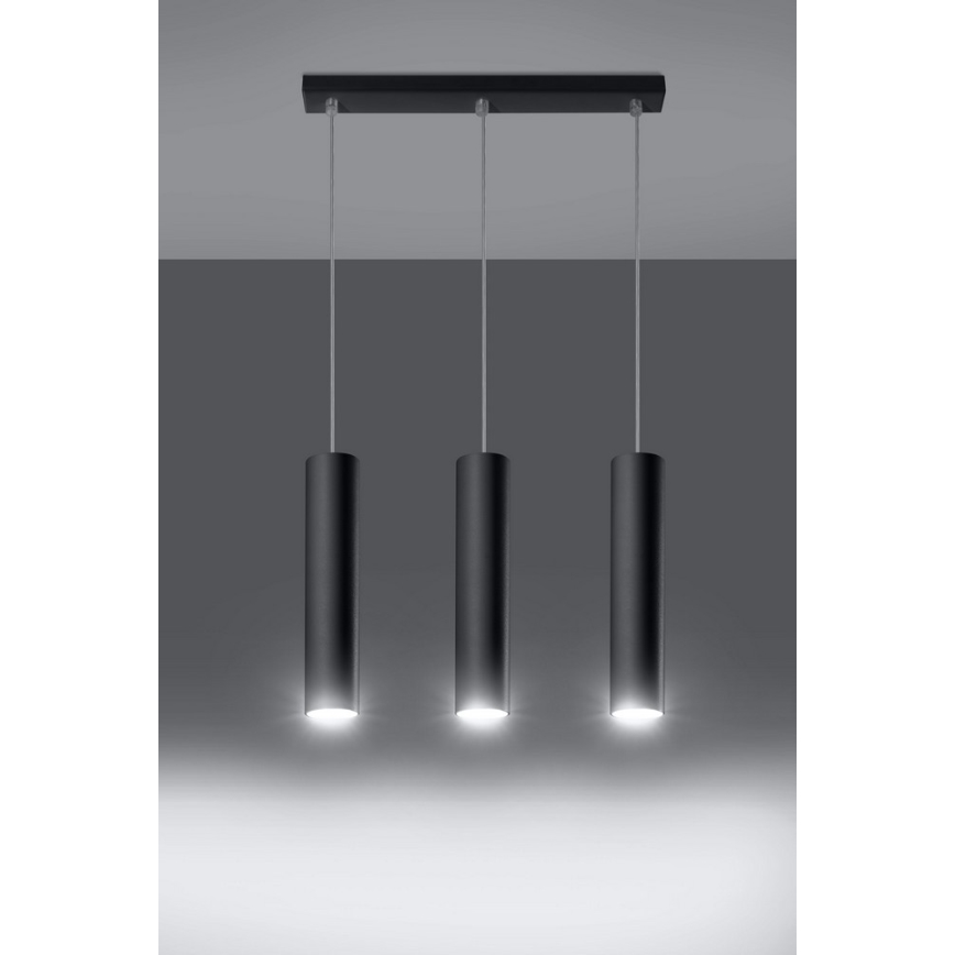 Hanglamp aan een koord LAGOS 3 3xGU10/10W/230V zwart