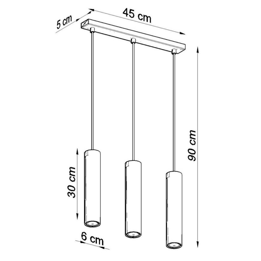 Hanglamp aan een koord LAGOS 3 3xGU10/10W/230V zwart
