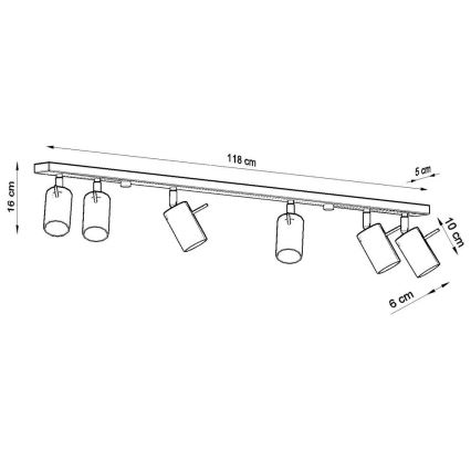 Spot RING 6L 6xGU10/10W/230V zwart