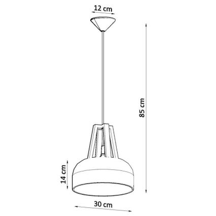 Hanglamp aan een koord CASCO 1xE27/60W/230V diameter 30 cm Berk/beuken