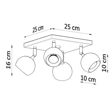 Plafondspot OCULARE 4xGU10/10W/230V