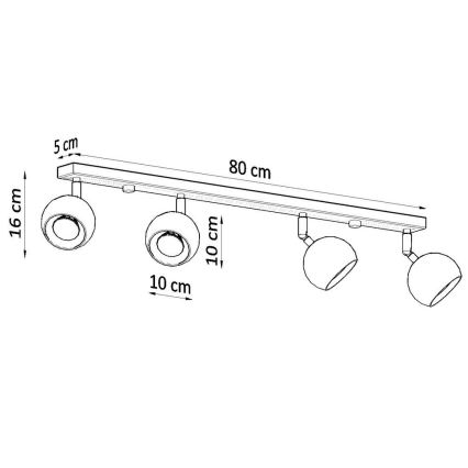 Plafondspot OCULARE 4xGU10/10W/230V