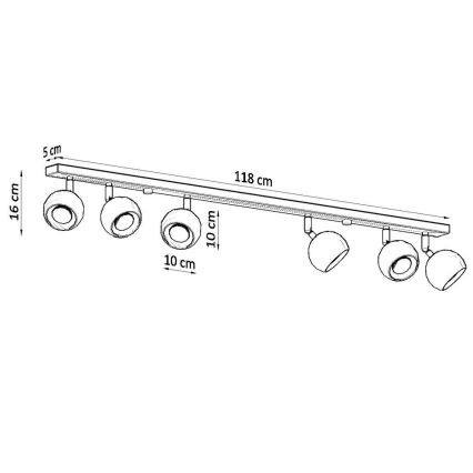 Plafondspot OCULARE 6xGU10/10W/230V