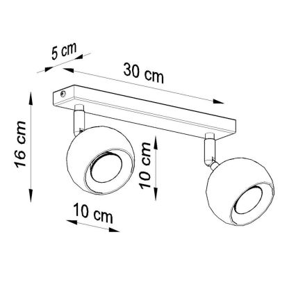 Plafondspot OCULARE 2xGU10/10W/230V