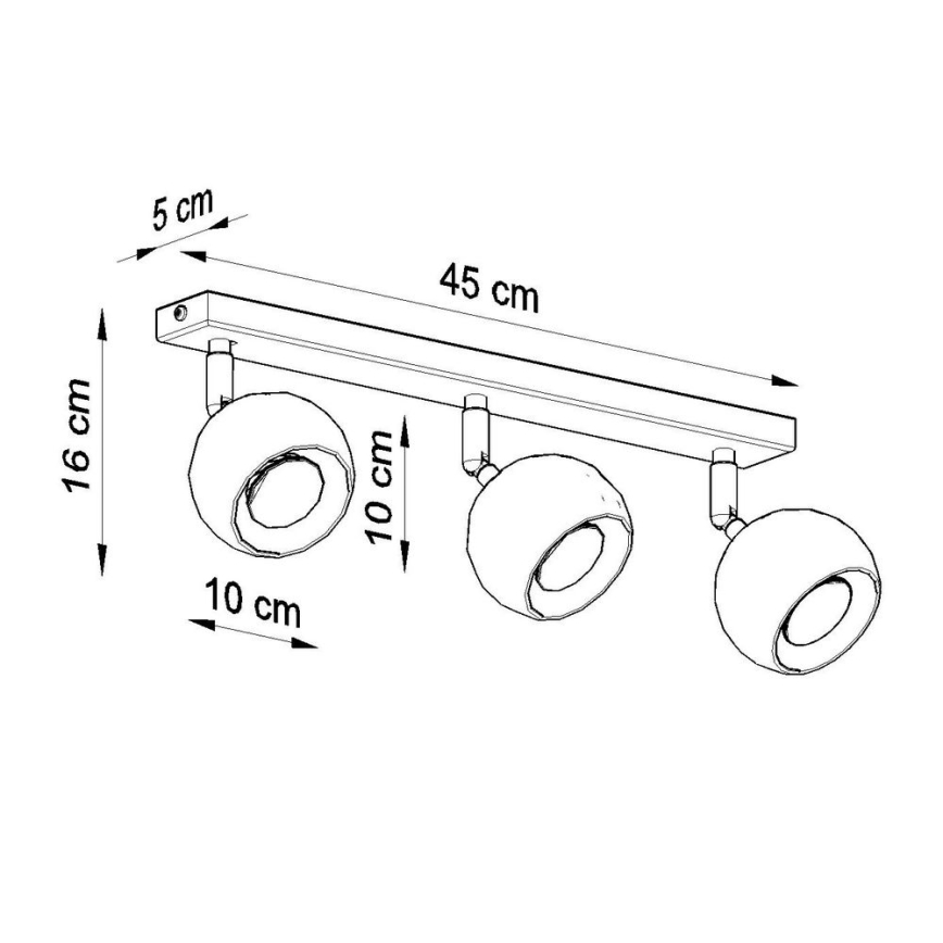 Plafondspot OCULARE 3xGU10/10W/230V