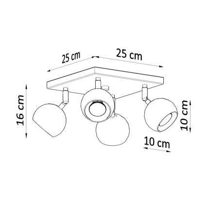 Plafondspot OCULARE 4xGU10/10W/230V