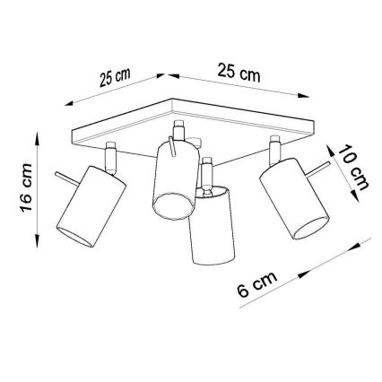 Plafondspot RING 4xGU10/10W/230V