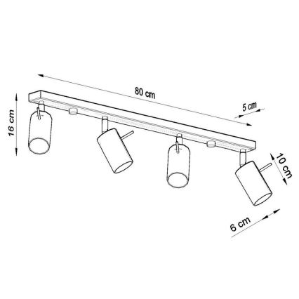 Plafondspot RING 4xGU10/10W/230V