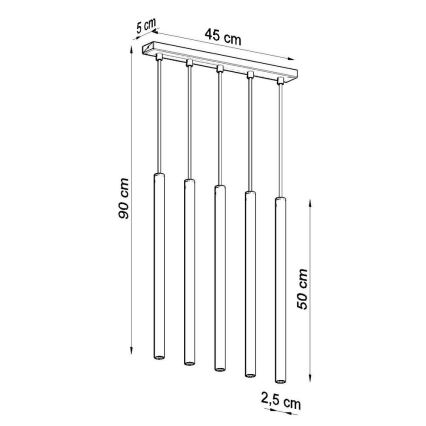 Hanglamp aan een koord PASTELO 5xG9/8W/230V wit