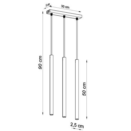 Hanglamp aan een koord PASTELO 3xG9/8W/230V zwart