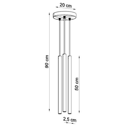 Hanglamp aan een koord PASTELO 3xG9/8W/230V zwart