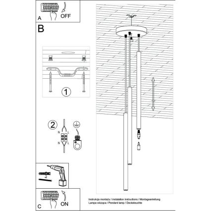 Hanglamp aan een koord PASTELO 3xG9/8W/230V zwart