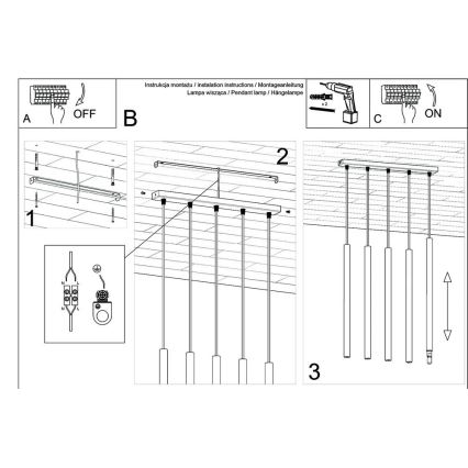 Hanglamp aan een koord PASTELO 5xG9/8W/230V zwart