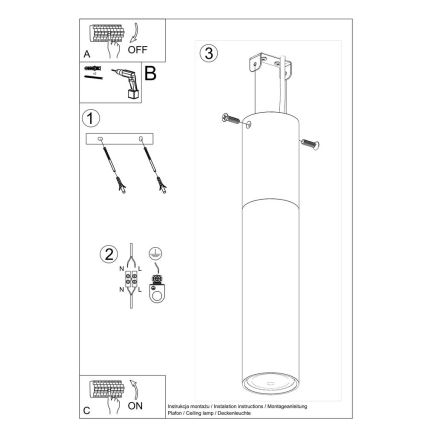 Plafondlamp PABLO 1xGU10/40W/230V wit/beuken