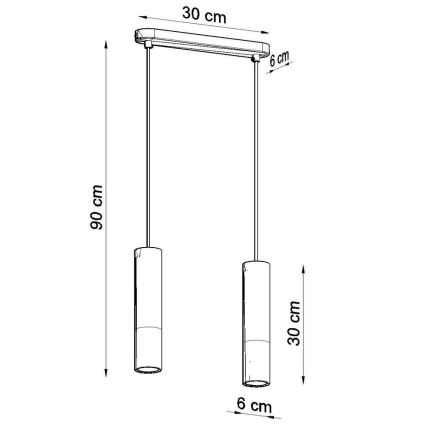 Hanglamp aan een koord PABLO 2xGU10/40W/230V zwart/beuken