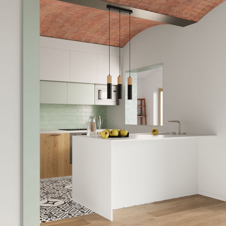 Plafondlamp PABLO 1xGU10/40W/230V zwart/beuken