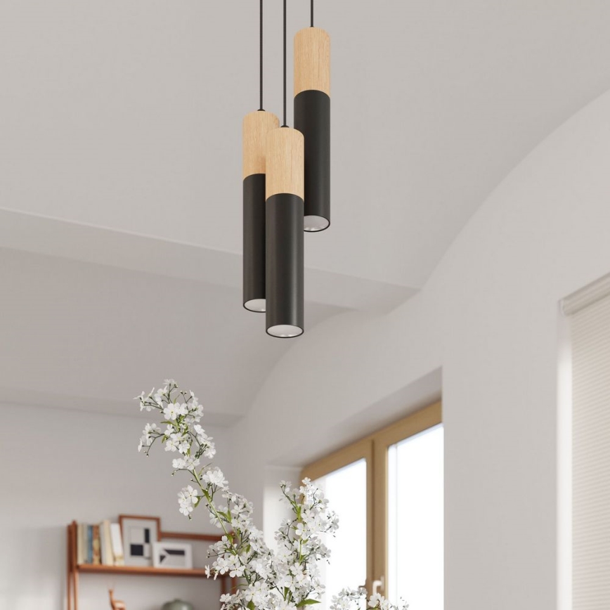 Plafondlamp PABLO 1xGU10/40W/230V zwart/beuken
