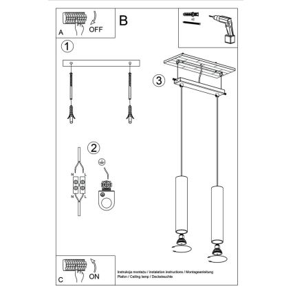 Hanglamp aan koord LINO 2xGU10/40W/230V