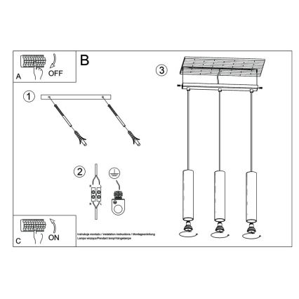 Hanglamp aan een koord LINO 3xGU10/40W/230V beuken