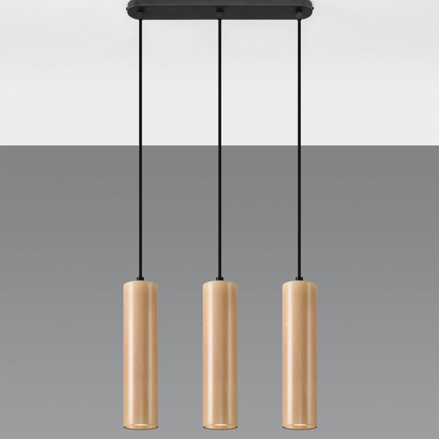 Hanglamp aan een koord LINO 3xGU10/40W/230V beuken