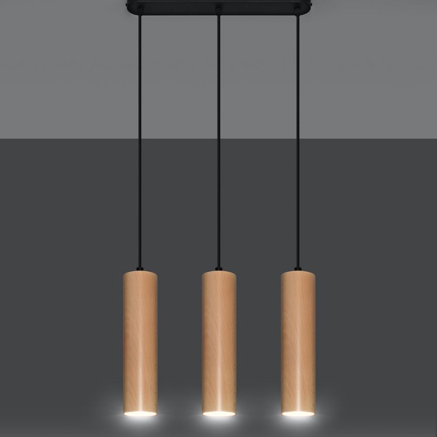 Hanglamp aan een koord LINO 3xGU10/40W/230V beuken