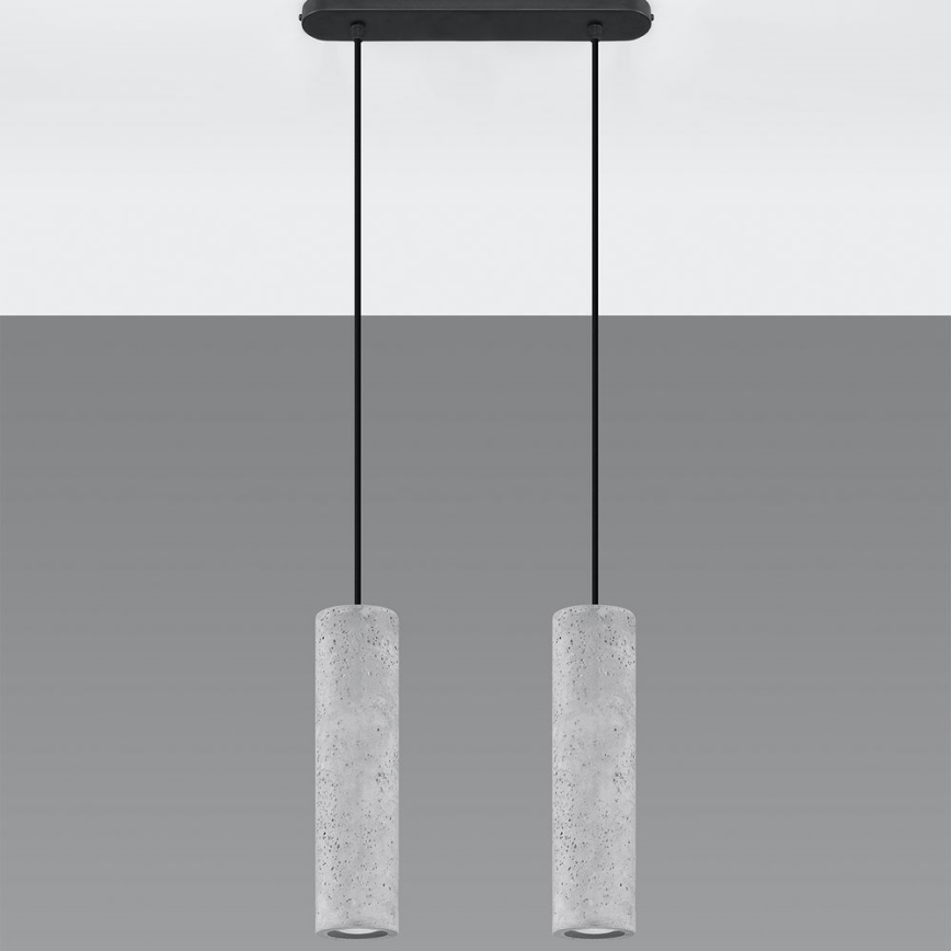 Hanglamp aan kabel LUVO 2xGU10/40W/230V beton/zwart