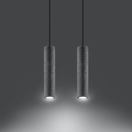 Hanglamp aan kabel LUVO 2xGU10/40W/230V beton/zwart