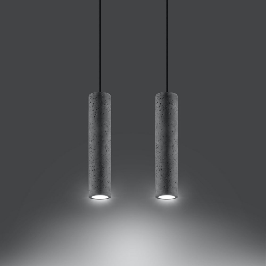 Hanglamp aan kabel LUVO 2xGU10/40W/230V beton/zwart