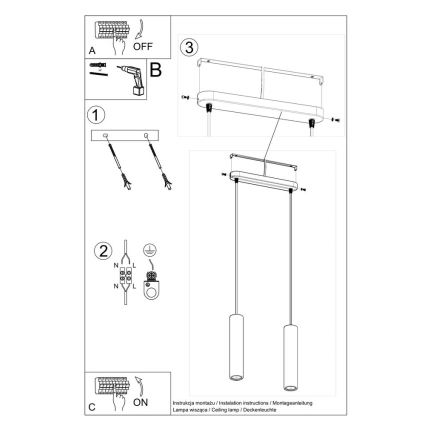 Hanglamp aan kabel LUVO 2xGU10/40W/230V beton/zwart