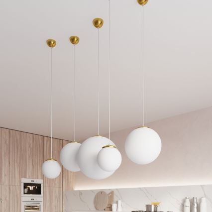 Hanglamp aan snoer TOYA 1xE27/60W/230V Ø 20 cm wit/goud