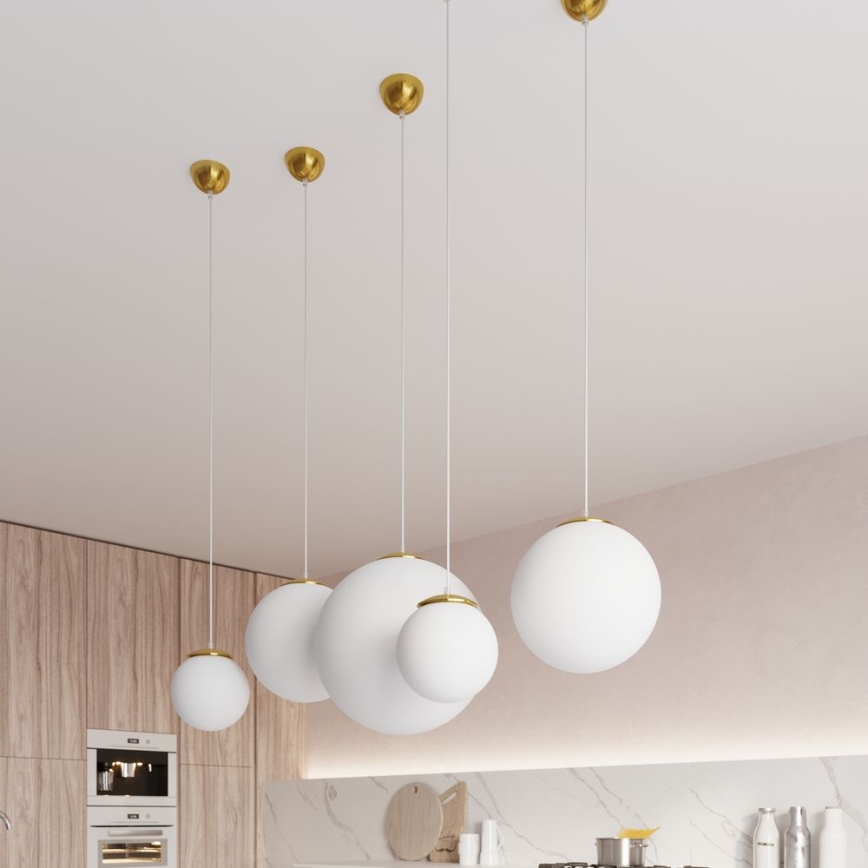 Hanglamp aan snoer TOYA 1xE27/60W/230V Ø 20 cm wit/goud