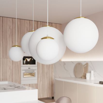 Hanglamp aan snoer TOYA 1xE27/60W/230V Ø 20 cm wit/goud